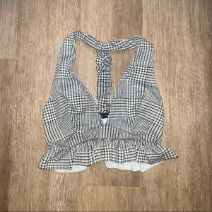 Plaid gingham crop top tank top